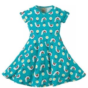 Frugi Llama Print Twirl Dress Sz 5-6
